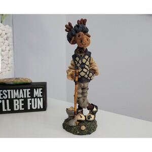 Boyds‎ Bears Moose Golf Figurine 1995 Bearstones Brown Navy Golfing Gift